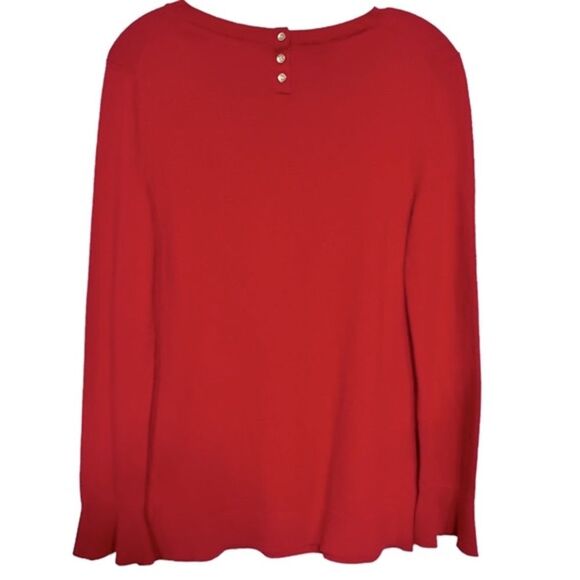 Talbots lambs wool blend red pullover sweater bell cuffs long sleeve soft cozy - Picture 5 of 6